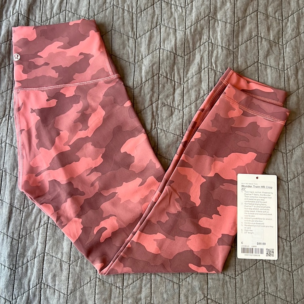 Lululemon Wunder Train HR High Rise Crop 23” CBRR Camo Briar Rose